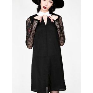 DISTURBIA WOE BLACK DRESS MESH SLEEVES - NEW! SM / UK 8